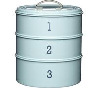 KitchenCraft Living Nostalgia 3-Tier Cake Storage Tin (22 x 27cm) Blue
