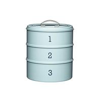 Living Nostalgia Traditonal Style 3 Tier Airtight Cake Tin Set -Vintage Blue