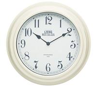 KitchenCraft Living Nostalgia Analogue Wall Clock, Classic Vintage Style Station Clock, Silent Tick, 25.5 cm (10 inch) - Antique Cream