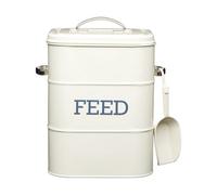 KitchenCraft Living Nostalgia Pet Food Storage Tin with Metal Scoop, Dog Food Bin, Dry Animal Feed Biscuit Metal Container for Bird, Cat, Rabbit, Guinea Pigs, Antique Cream