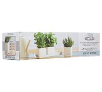 KitchenCraft Living Nostalgia Indoor Metal Herb Pots and Tray Set, Vintage Inspired Mini Herb Garden, 39 x 12 x 1 cm - Antique Cream