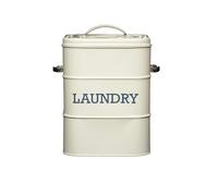 KitchenCraft Living Nostalgia 3 kg Metal Laundry Powder Tin, Kitchen/Utility Detergent Storage Box Accessory, 19 x 16 x 27 cm - Antique Cream