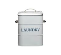 KitchenCraft Living Nostalgia 3 kg Metal Laundry Powder Tin, Kitchen/Utility Detergent Storage Box Accessory, 19 x 16 x 27 cm - French Grey
