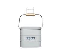 KitchenCraft Living Nostalgia, Hanging Metal Peg Tin. French Grey, 14.5 x 14.5 x 12 cm