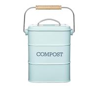 KitchenCraft Living Nostalgia, Kitchen Compost Bin, Metal, 16.5cm x 24 cm, Duck Egg Blue