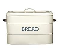 Kitchencraft Living Nostalgia Metal Bread Bin Box, Large Cream Bread Bin, 34 x 21.5 x 25cm, Antique Cream