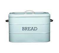 KitchenCraft Living Nostalgia Large Metal Bread Bin, Kitchen Storage Container with Lid and Handles, For Loaves, Baguettes, Flour, Bread Making, 34 x 21.5 x 25 cm - Vintage Blue
