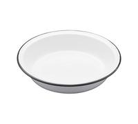 KitchenCraft Living Nostalgia Large Round Enamel Pie Dish, Traditional Metal Deep Cooking/Baking Tin for Flan, Tart, Quiche, Roasts and Pies, 22.5 cm (9") - White/Grey