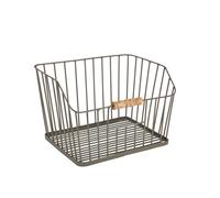 KitchenCraft Living Nostalgia Large Wire Storage Basket for Kitchen, Bathroom Counter or Wall Mounted Storage, 23.5 x 28.5 x 19 cm, Grey