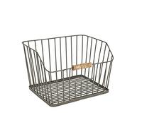 KitchenCraft Living Nostalgia Large Wire Storage Basket for Kitchen, Bathroom Counter or Wall Mounted Storage, 23.5 x 28.5 x 19 cm, Grey