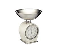 KitchenCraft Living Nostalgia Mechanical Kitchen Scales, Vintage Inspired Traditional Weigh Scales, Accessories for Baking and Cooking, 4 kg (8 lbs) - Antique Cream
