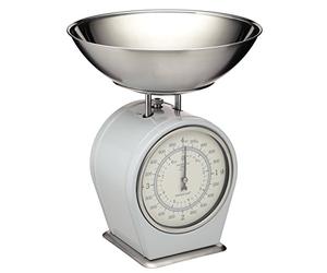 KitchenCraft Living Nostalgia Mechanical Kitchen Scales, Vintage Inspired Traditional Weigh Scales, Accessories for Baking and Cooking, 4 kg (8 lbs) - French Grey