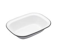 KitchenCraft Living Nostalgia Oblong Enamel Pie Dish, 22 x 16 cm (8.5" x 6.5") - White / Grey