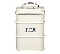 KitchenCraft Living Nostalgia Range Stainless Steel Tea Storage Tin, Cream, 11 x 11 x 17 cm, Antique Cream