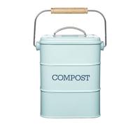 KitchenCraft Living Nostalgia, Kitchen Compost Bin, Metal, 16.5cm x 24 cm, Duck Egg Blue