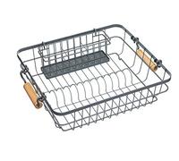 KitchenCraft Living Nostalgia Wire Dish Rack with Cutlery Drainer Tray, Sink Draining Board Drip Drying Stand for Plates, Crockery, Mugs and Utensils, 47 x 36 cm - Grey