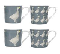 KitchenCraft Lots Of Mugs & Kisses Bone China Geese Set Of 4 Fluted Coffee Cup