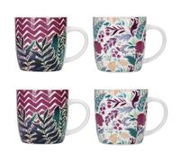 KitchenCraft Lots Of Mugs & Kisses Tea Exotic Flower Set Of 4 Coffee Barrel Cup