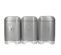 KitchenCraft Lovello Storage Canisters for Tea Coffee and Sugar in Gift Box, Textured Hexagonal Finish, Steel, Midnight Navy