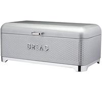 KitchenCraft Lovello Bread Bin Bread Bin Textured with Geometric-Patterned Hexagon Design, 42 x 22 x 18 cm (16.5" x 8.5" x 7"), Shadow Grey