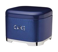 KitchenCraft Lovello Textured Cake Storage Tin with Geometric Hexagon Pattern, 26 x 26 x 19 cm (1" x 1" x 7.5") - Midnight Navy