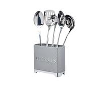 KitchenCraft Lovello Retro Utensil Holder With Geometric Textured Finish - Shadow Grey