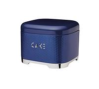 KitchenCraft Lovello Textured Cake Storage Tin with Geometric Hexagon Pattern, 26 x 26 x 19 cm (1" x 1" x 7.5") - Midnight Navy