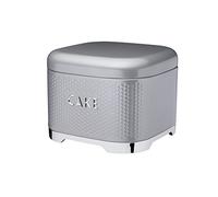 KitchenCraft Lovello Textured Cake Storage Tin with Geometric Hexagon Pattern, 26 x 26 x 19 cm (1" x 1" x 7.5") - Shadow Grey
