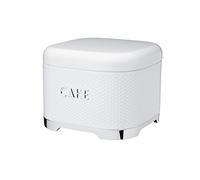 KitchenCraft Lovello Textured Cake Storage Tin with Geometric Hexagon Pattern, 26 x 26 x 19 cm (1" x 1" x 7.5") - Ice White