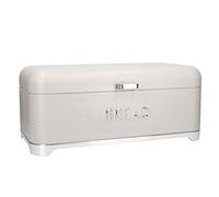 KitchenCraft Lovello Textured Large Bread Bin with Lid, Ventilated Design, 41.5 x 2 x 18cm - Latte Cream`