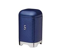 KitchenCraft Lovello Textured Sugar Canister with Geometric Hexagon Pattern, 11 x 11 x 19 cm (4.5" x 4.5" x 7.5") - Midnight Navy