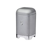 KitchenCraft Lovello Textured Sugar Canister with Geometric Hexagon Pattern, 11 x 11 x 19 cm (4.5" x 4.5" x 7.5") - Shadow Grey