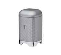 KitchenCraft Lovello Textured Tea Caddy with Geometric Hexagon Pattern, 11 x 11 x 19 cm (4.5" x 4.5" x 7.5") - Shadow Grey