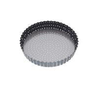 MasterClass KCMCCB37 Crusty Bake 23 cm Perforated Quiche Tin with PFOA Non Stick and Loose Bottom, Fluted, Robust 1 mm Carbon Steel , Grey