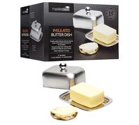 KitchenCraft MasterClass Deep Double Walled Insulated Covered Butter Dish Silver