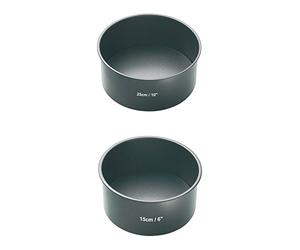 KitchenCraft MasterClass Non-Stick Deep Round Cake Tin with Loose Base, 25 cm (10 Inch) and Cake Tin with Loose Base, 15 cm (6 Inch)