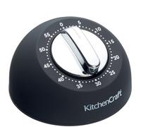 KitchenCraft Mechanical Kitchen Timer with Soft Touch and Chrome finish, Countdown Timer 1 Hour, Black and Chrome
