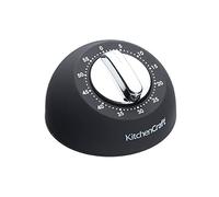 KitchenCraft Mechanical Kitchen Timer with Soft Touch and Chrome finish, Countdown Timer 1 Hour, Black and Chrome