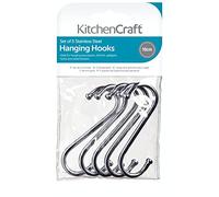 KitchenCraft Medium Chrome-Plated Metal Hanging 'S' Hooks, 10 cm (Bag of 5)