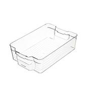 KitchenCraft Medium Fridge-Safe Plastic Kitchen Storage Box Container, Stackable Clear Food Can and Craft Organiser, 31.5 x 21 x 9 cm - BPA Free, Transparent