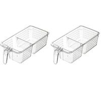 KitchenCraft Medium Plastic Fridge/Cupboard Organiser Storage Box, 15.5 x 31 x 9 cm (6" x 12" x 3.5") - Transparent (Pack of 2)