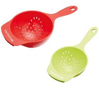KitchenCraft Mini draining strainers, 2 pieces, plastic, includes a 10 cm (4") and an 8 cm (3¼”) sieve, Red/Green