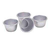 KitchenCraft Mini Pudding Mould Set of 4, Anodised Aluminium, 7.5 cm, Silver