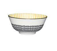 KitchenCraft Moroccan Style Yellow Stripe Ceramic Bowl, 16cm - Yellow - Stoneware - Bowls