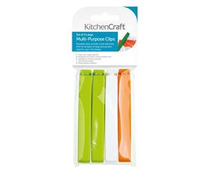 KitchenCraft Multi-Purpose Reusable Plastic Food Bag Clips, 11 cm (4.5") (Pack of 4)