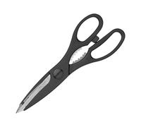 KitchenCraft Multipurpose Kitchen Scissors with Bottle Opener, Black | Scissors for all Household Tasks, Serrated Stainless Steel Blades, Comfort Grip Handles, Scissors for Chopping Herbs