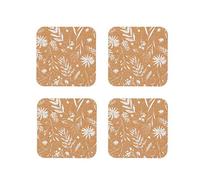 KitchenCraft Natural Elements Cork Coasters Set, 4 Pack of Biodegradable Wooden Mats, 12 x 12cm