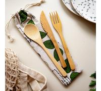 KitchenCraft Natural Elements Cutlery Set 3pcs - Knife, Fork & Spoon Eco-Friendly Bamboo