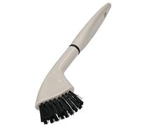 KitchenCraft Natural Elements Eco Friendly Cleaning Brush for Small Spaces, Recycled Plastic Cleaner with Straw Bristles, Ideal for Tile Grout, Shower Doors and More, Grey, 24cm