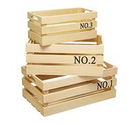 KitchenCraft Natural Elements Wooden Fruit Crates/Storage Baskets, Assorted Sizes (Set of 3)